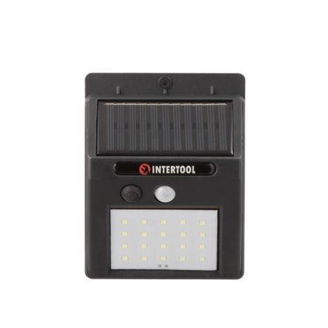 Світильник акумуляторний настінний 20SMD LED, вуличний, сонячна панель, датчик руху INTERTOOL LB-0112