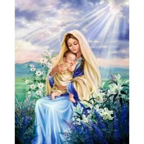 Алмазна мозаїка Ікона Діва Марія з Ісусом 40х50 см ColorArt SP101