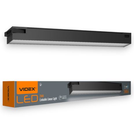 LED світильник лінійний магістральний поворотний VIDEX BNL02 24W 0.6М 5000K 220V Black