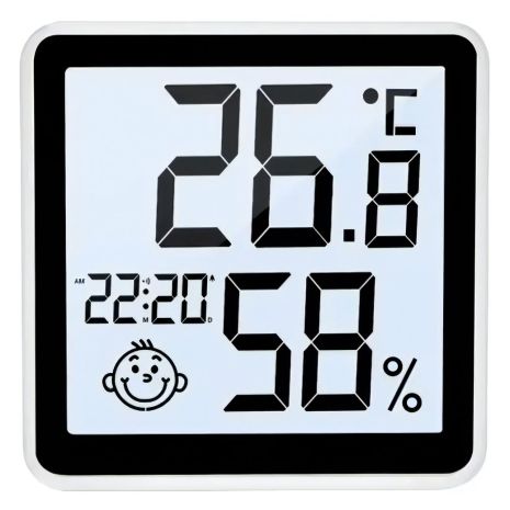 Термогигрометр комнатный с часами и календарем Gerui YZ6048, влагомер + термометр для дома с индикатором комфорта