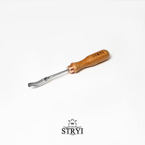 Стамеска клюкарза-виборка короткая 10мм STRYI Profi для резьбы по дереву, арт. 119910