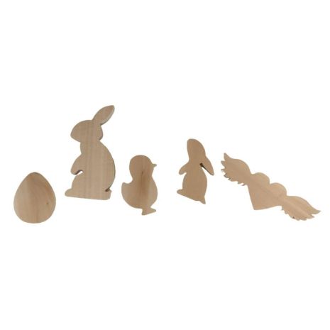 Набір заготовок іграшок №2 STRYI, 6 шт, липа (зайчик, заєць, серце, свічка, курча, яйце), арт.712014