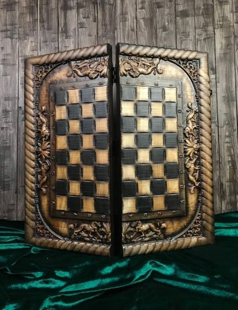 Шахи дерев'яні - настільна гра у подарунок, 58×28×7 см, арт.191100