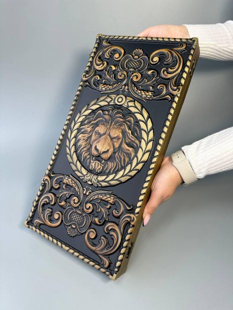Нарди дерев'яні "Лев", з різьбленням, подарунок для поціновувачів настільних ігор, 46×23см, арт.190136