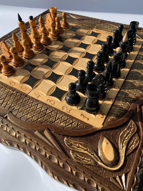 Шахматы, нарды деревянные ручной работы, 64×32 см, арт.194007