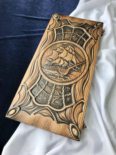 Нарды деревянные Парусник – символ успеха и процветания, 48×23 см, арт.190179