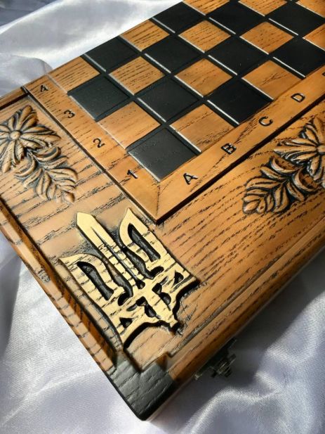 Шахи дерев'яні, 48×23×3 см, арт.191104, патріотичні, подарункові