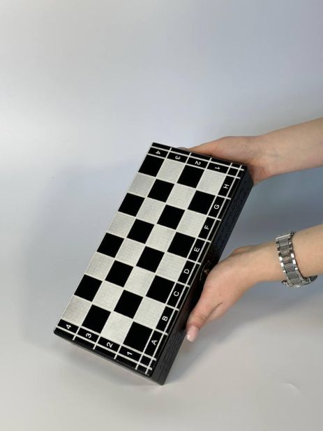 Шахи 29×14,5 см, з додатковою "дамкою" білого та чорного кольору, арт 194009