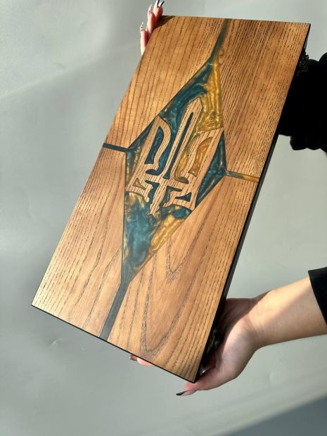 Нарды деревянные с эпоксидной смолой, Трезубец, 48×24 см, арт.190161
