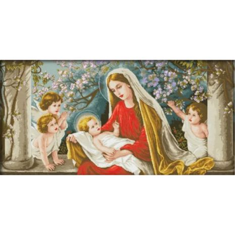 Алмазная мозаика Икона Дева Мария с Иисусом в яблоневом саду 40х70 см ColorArt SS803