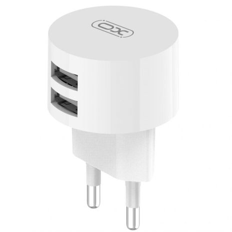 Мережевий зарядний пристрій (адаптер) 2в1 XO L62 2USB / 2.4A + Type-C white