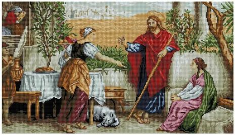 Алмазная мозаика Икона Иисус у Марты и Марии 40х70 см ColorArt SS808