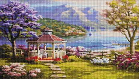 Алмазна мозаїка Пейзаж з альтанкою 40х70 см ColorArt SS813