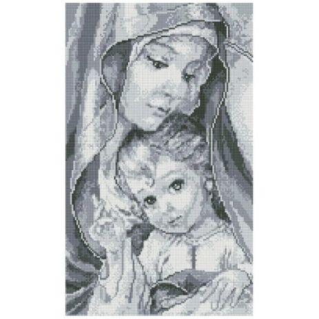 Алмазна мозаїка Ікона Богородиця з Ісусом у сірому кольорі 30х50 см ColorArt TP901
