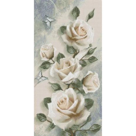 Алмазна мозаїка Білі троянди панно 30х60 см ColorArt TS1301