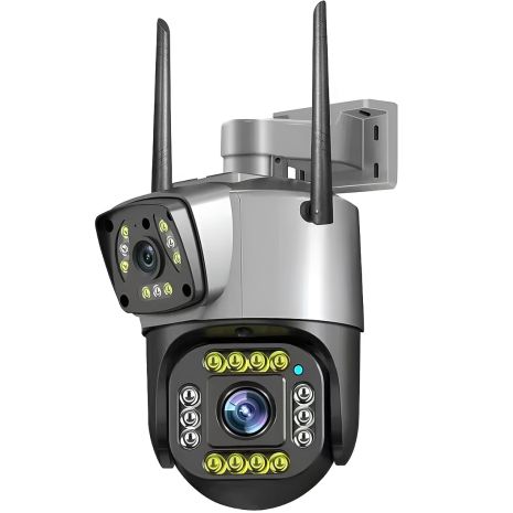 Подвійна поворотна вулична WiFi камера відеоспостереження uSafe OC-04DL-PTZ, з 2 об'єктивами, 4 МП, 1080P