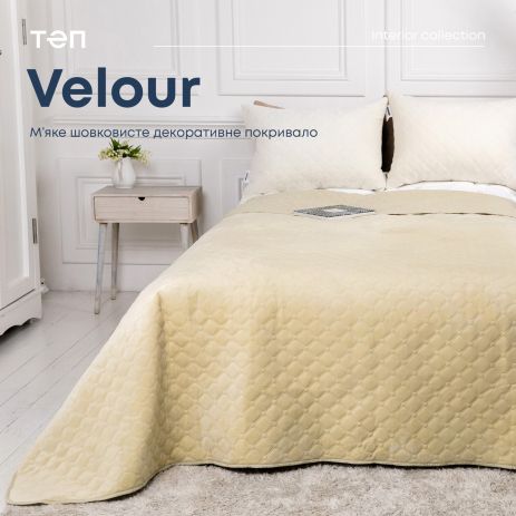 ПОКРЫВАЛО ТЕП "VELOUR" 150*210 СМ БЕЖЕВЫЙ РОМБ КРУГЛЫЙ