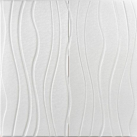 Самоклеюча декоративна стельова стінна 3D панель хвилі 700x700x7мм (166) SW-00000242