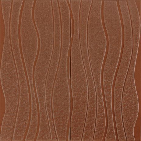 Самоклеюча декоративна стельова стінна 3D панель коричневі хвилі 700x700x7мм (366) SW-00000849