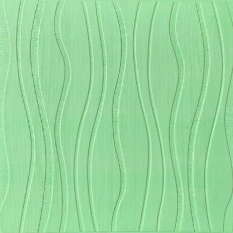 Самоклеющаяся 3D панель светло-зеленые волны 600x600x6мм SW-00001327