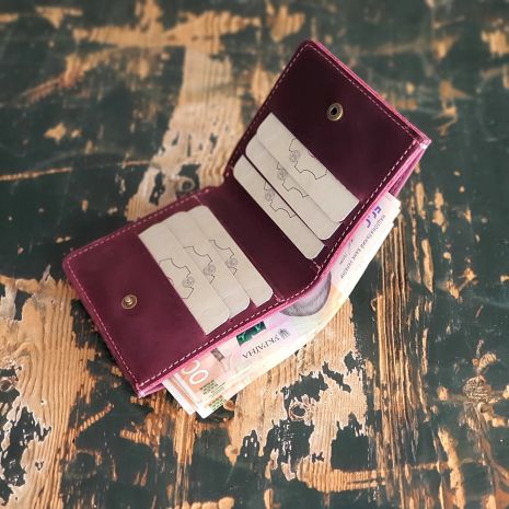 Шкіряний гаманець портмоне GS бордовий