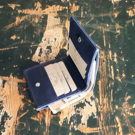 Шкіряний гаманець портмоне GS синій
