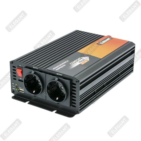 Перетворювач 12V-220V/1000W/2000W+1USB+2 Розетки "Elegant" 101 401