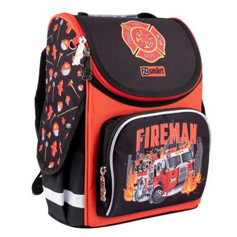 Рюкзак школьный каркасный Smart PG-11 Fireman одно отделение, фронтальный карман, боковые карманы размер 35 x 26 x 13см