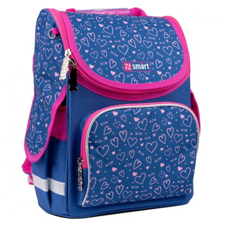 Рюкзак школьный каркасный Smart PG-11 Hearts, одно отделение, фронтальный карман, боковые карманы размер 35 x 26 x 13см