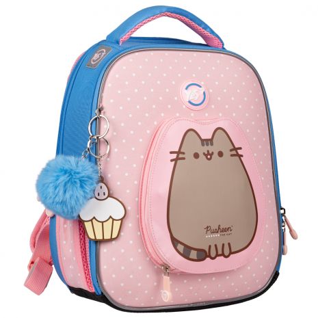 Шкільний рюкзак Yes Pusheen H-100, каркасний, два відділення, два бокові кармани, один фронтальний карман, розмір: 35*28*15см