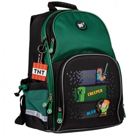 Рюкзак шкільний напівкаркасний Yes Minecraft S-100 одно відділення, два просторі передні кармани, два бокові кармани, розмір 37 х 30 х 14 см