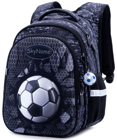 Рюкзак для мальчика младших классов, R1-017 SkyName (Winner) размеры: 37*30*16 см, черно-серый