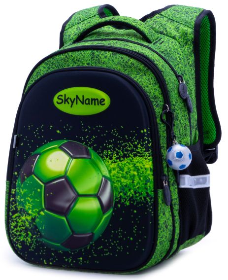 Рюкзак для мальчика,школьный R1-019, SkyName (Winner) размеры: 37*30*16 см, черно-зеленый