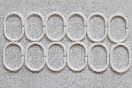 Кільця для шторки у ванній пластикові білі набір 16 шт.