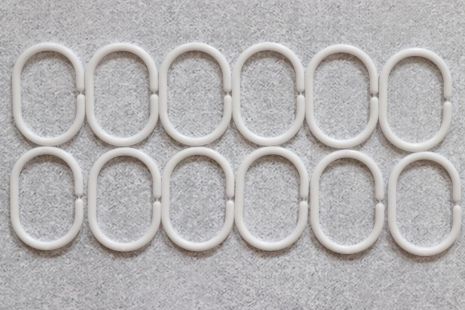 Кольца для шторки в ванной пластиковые белые набор 16 шт