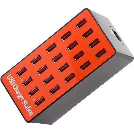 Мультизарядний пристрій на 20 USB портів Addap MCS-A5, док-станція, 80W, orange