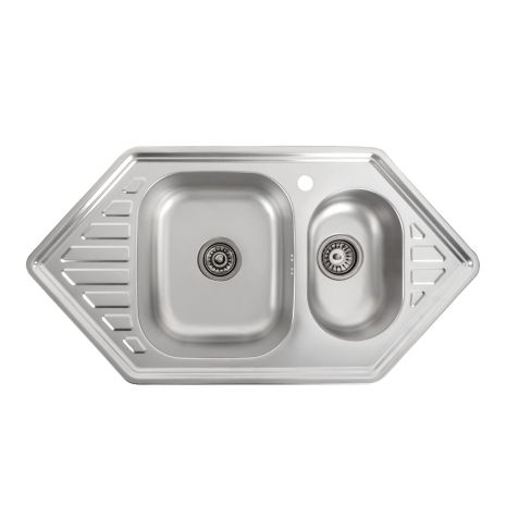 Кухонная мойка из нержавеющей стали Platinum 9550D ДЕКОР (0,8/180 мм)