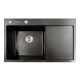 Кухонная мойка черная PVD 78*48 L Platinum Handmade (два отверстия, круглый сифон 3,0/0,8)