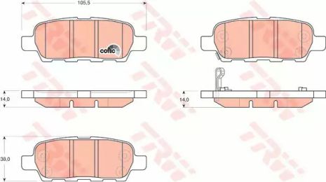 Колодка гальм. диск. INFINITI FX, NISSAN X-TRAIL (T30) задн. , TRW (GDB3294)