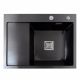 Кухонне миття чорне Platinum PVD Handmade 65*50 R(квадратний сифон 3,0/1)