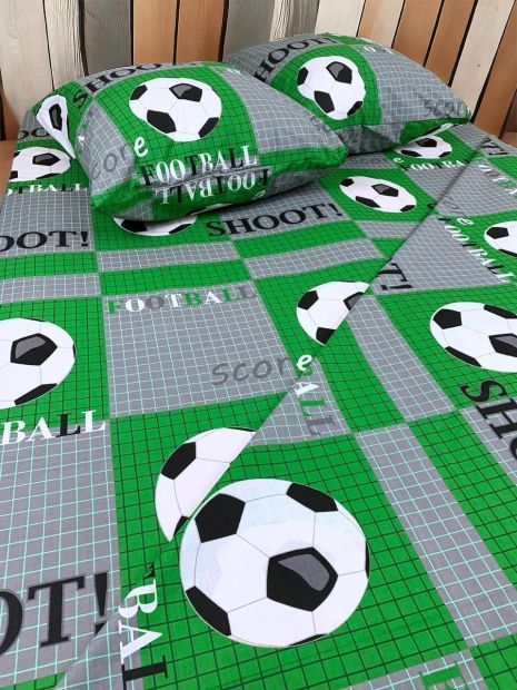 Постільна білизна Футбол зелений двоспальний, 180 х 215 см 50х70