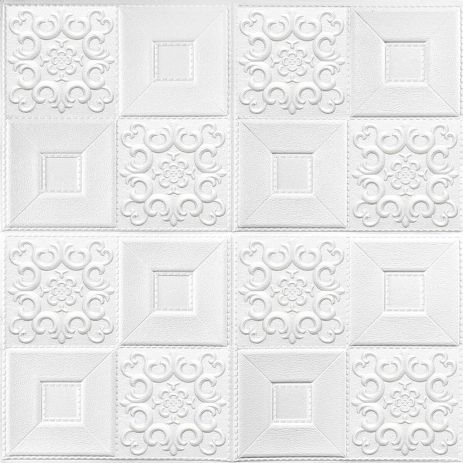 Самоклеюча декоративна стельова стінна 3D панель фігури 700x700x5мм (114) SW-00000006