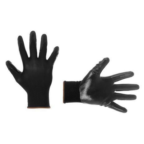 Перчатка трикотажная,синтетическая,черного цвета,с нитриловым покрытием черного цвета,7" INTERTOOL SP-0100