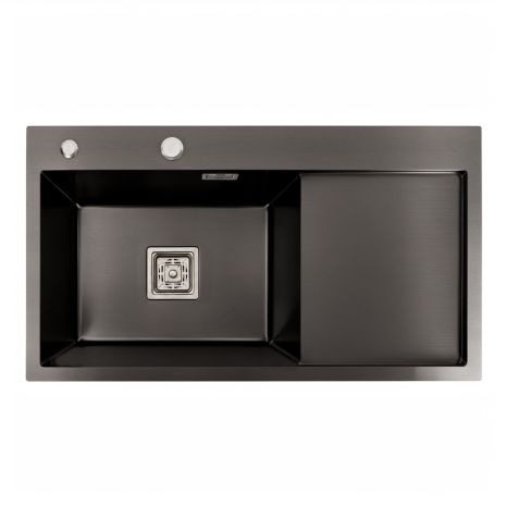 Мойка PVD Platinum Handmade 780x430x220 L черная (квадратный сифон, 3.0/1.0)