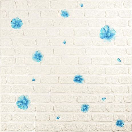 Панель стеновая 3D 700х700х4мм голубые цветы (D) SW-00001977