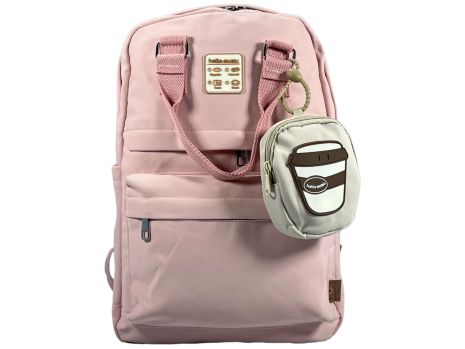 Городской рюкзак HELLOMUMU на три отделения брелок в подарок U6674-3 розовый