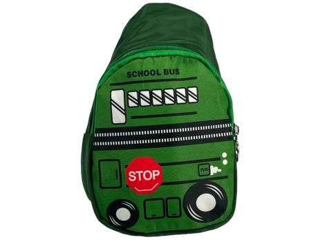 Дитяча сумка-слінг на одне віділеня 182-4 з принтом атобус зелена