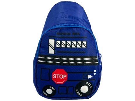 Дитяча сумка-слінг на одне віділеня 182-3 з принтом атобус синя