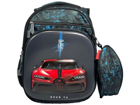 Шкільний рюкзак SHUNYU на чотири віділеня,пинал у подарунок 6601-1 чорний