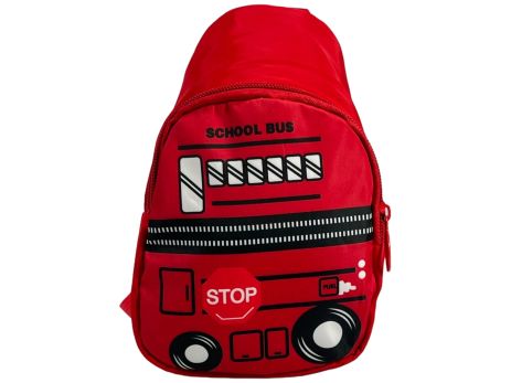 Дитяча сумка-слінг на одне віділеня 182-1 з принтом атобус червона